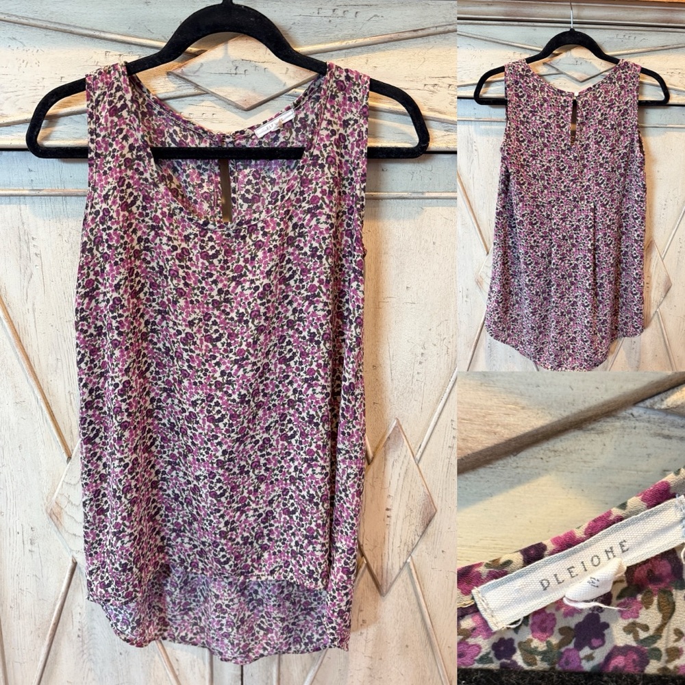 Pleione Purple Floral Tank Top Medium